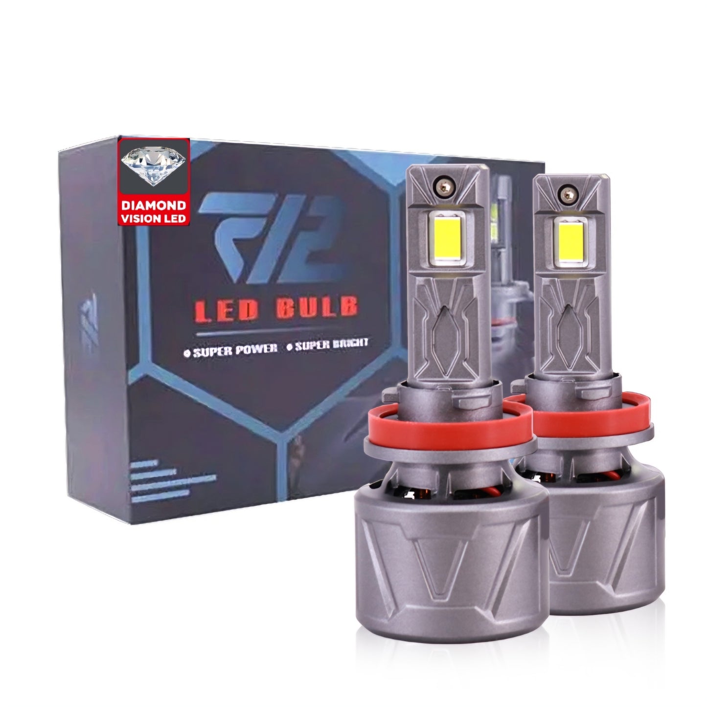 Diamond Vision LED F9 LED Headlight Bulbs available in multiple sizes, 38000 Lumen, 180W Ultimate Brightness LED, 6500K Pure White, New Double Wide LED Chip, Canbus